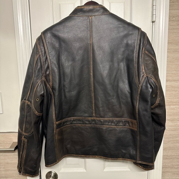 Marc New York Andrew Marc Distressed Heavy Moto Leather Jacket Mens Size XL - Picture 3 of 16